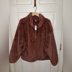 Old Navy oversized teddy fuzzy zip jacket size 3x